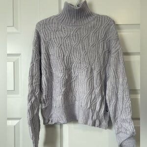 Vineyard Vines Lavender Cable Knit Turtleneck Sweater Wool Blend